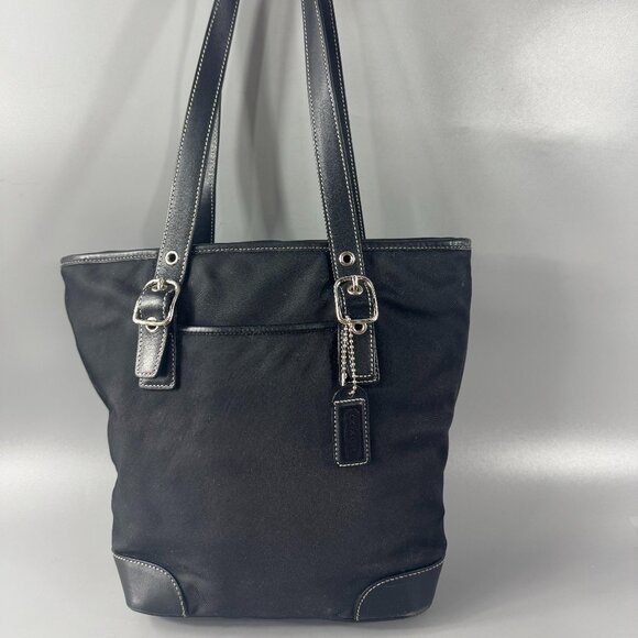 Vintage Coach # 4487 Black Microfiber Leather Trim Handbag - Picture 1 of 13